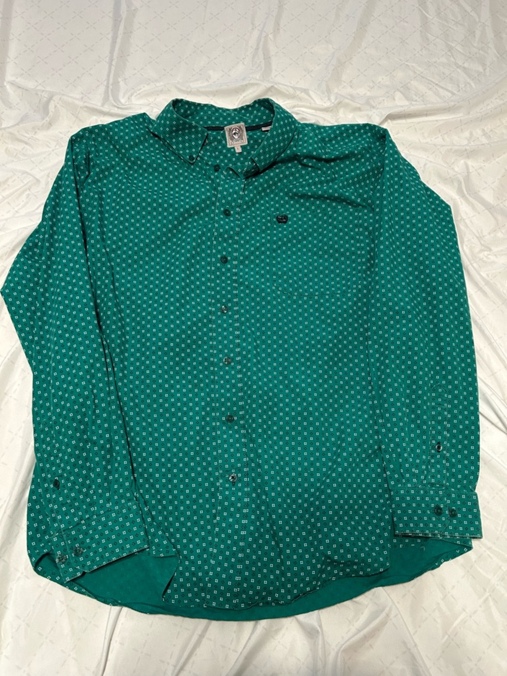 Cinch Emerald Green Printed Men's Button-Down Shirt